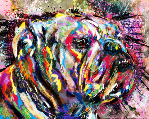 Bulldog Art, Dog Painting, Pet Art