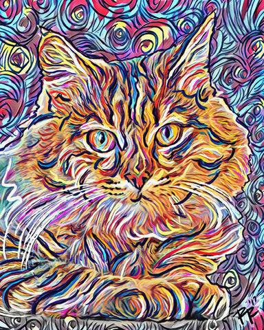 Cat Art, Feline Canvas, Pet Art