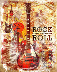 Rock and Roll Artwork, Guitar art print, Rock n Roll