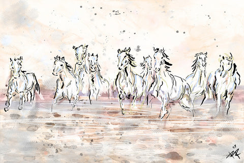 Horses Art Print, Equestrian Painting