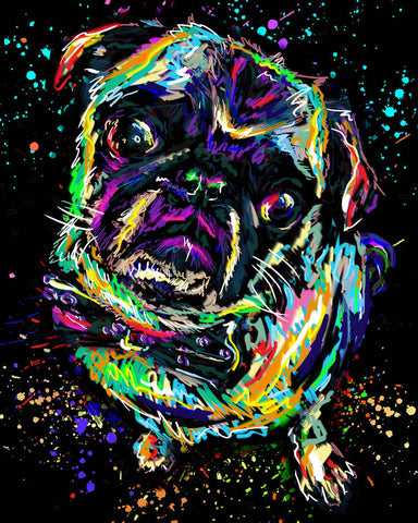 Pug Art, Dog Painting, Pet Art