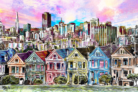 San Francisco Art Print, Skyline art, San Fran Painting