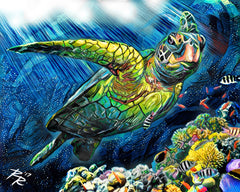Sea Turtle Art, Ocean Canvas, Turtle Art Print