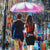 Umbrella Couple Art, Rainy Day Painting, Romantic Walk in the Rain