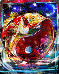 Koi Ying Yang Art, Fish Painting, Koi Art